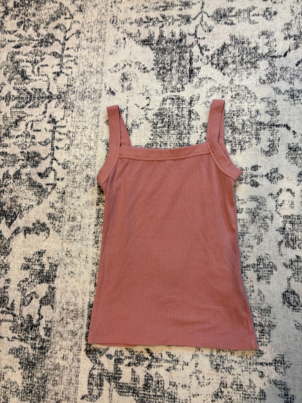 American Eagle Ribbed Square-Neck Tank Top in Dusty Rose